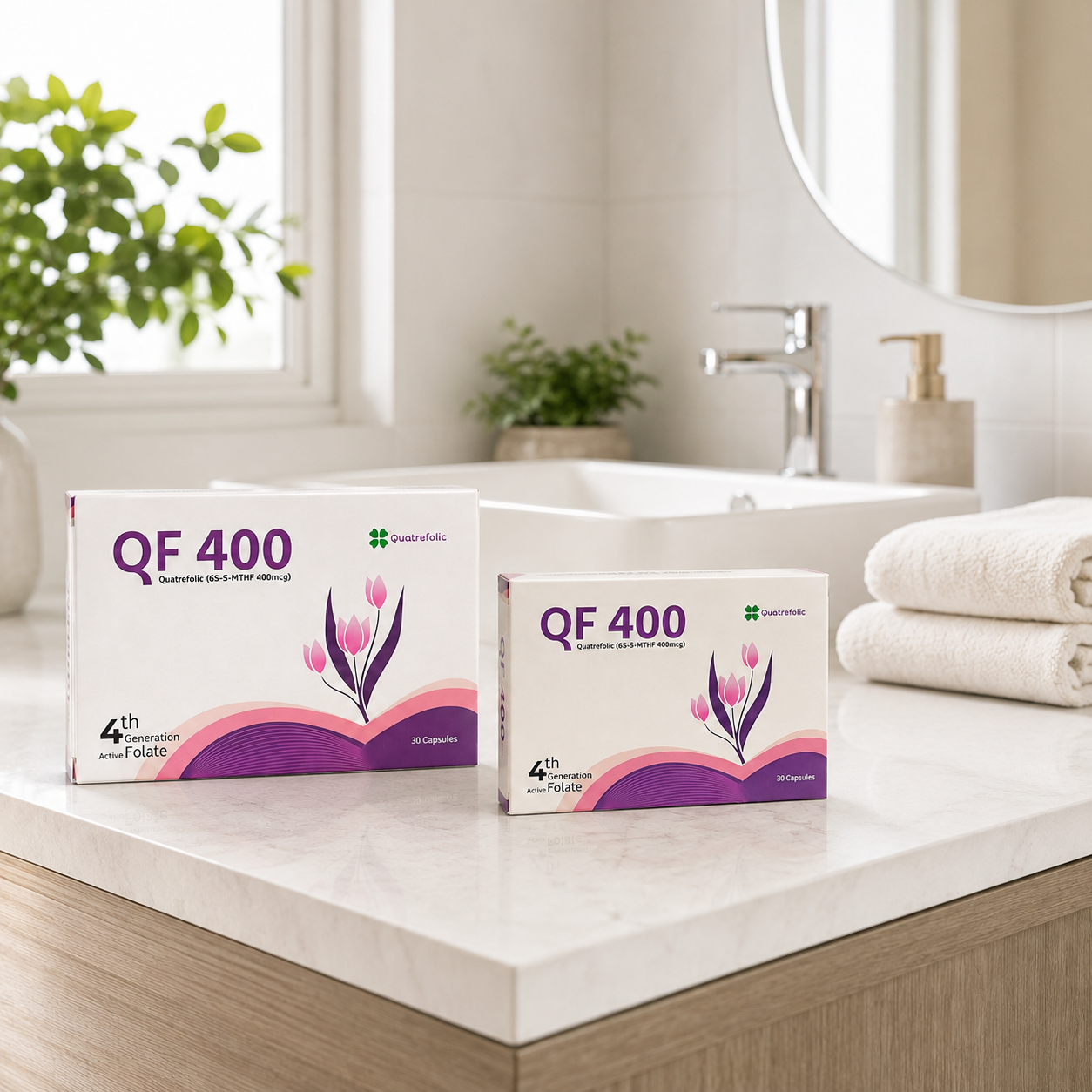 QF 400 Active Folate Capsules | Quatrefolic® 6S-5-MTHF 400mcg | 4th Generation Active Folate | 30 Capsules